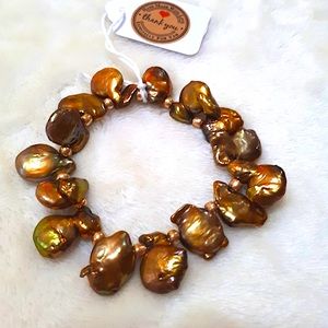 Bronze Baroque Pearl Stretch Bracelet